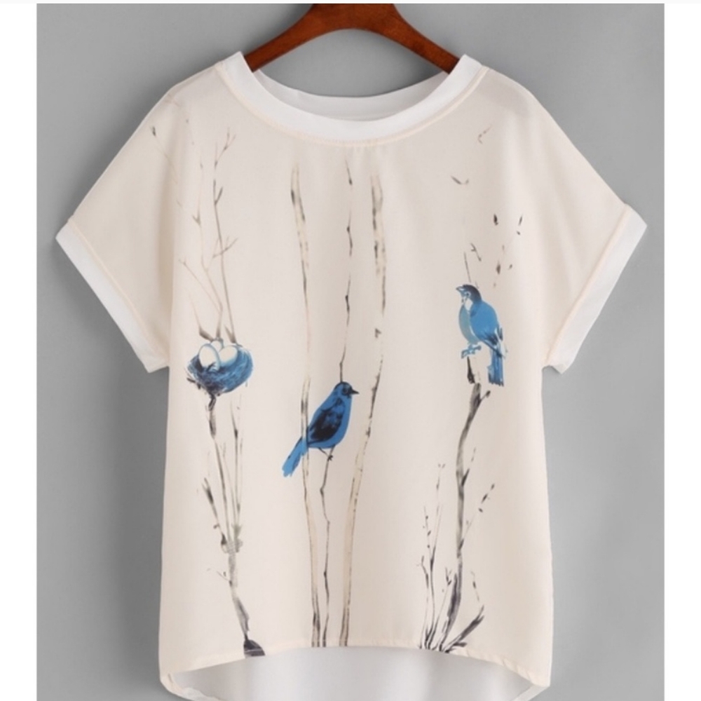 Blue Bird Chiffon Dip Hem